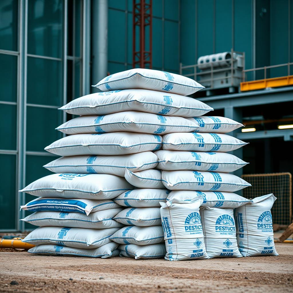 Construction materials sacks ready for delivery